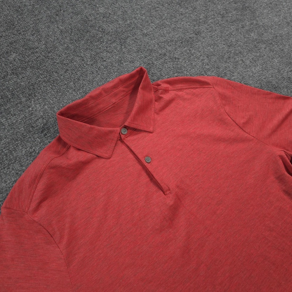 Lululemon Polo Shirt Mens M Red Evolution Performance Golf Stretch Logo Preppy